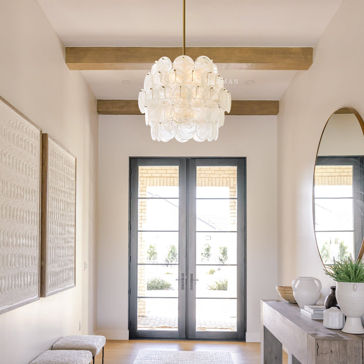 Riviera Glass Disc Chandelier 26"