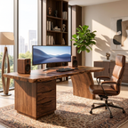 Modern Rounded Corner Desk With Drawers For Home Office Workspace