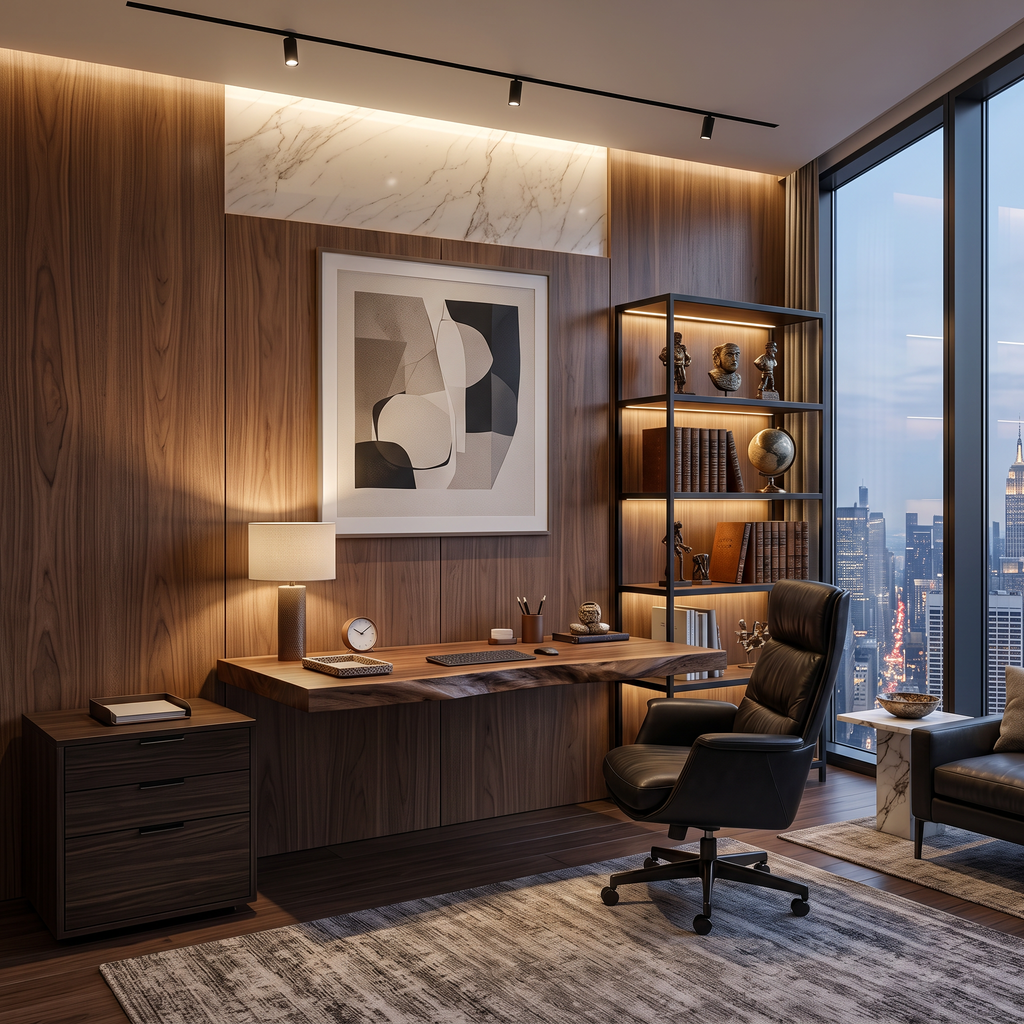 Modern Live Edge Floating Desk For Home Workspace