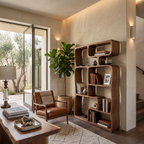 Modern Sculptural Bookshelf With Geometric Design For Living Room