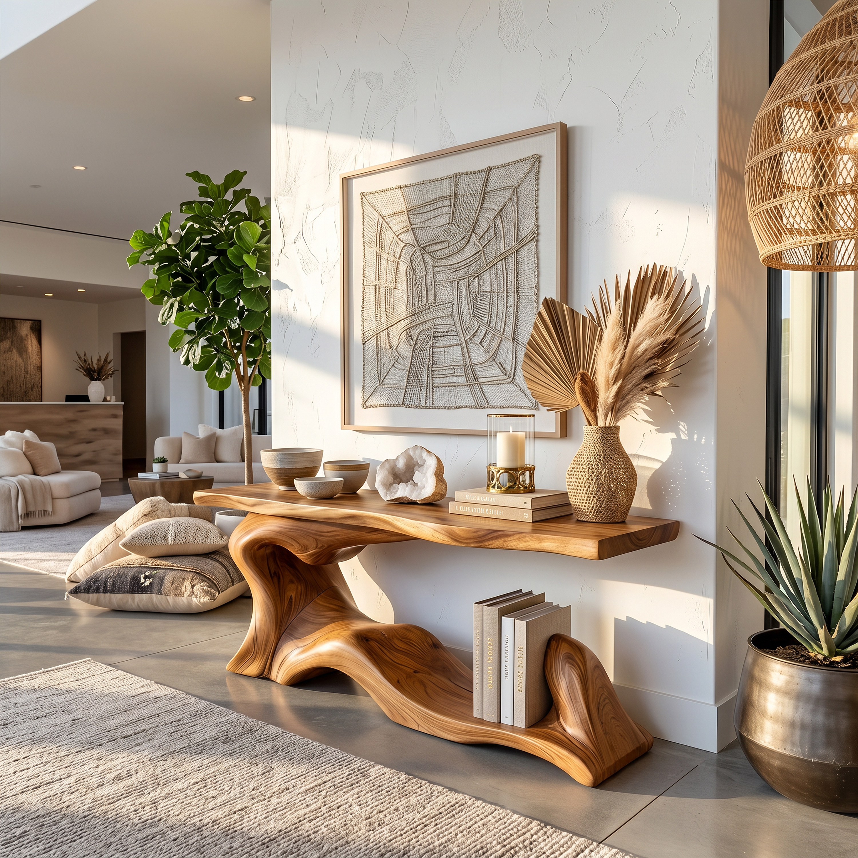 Rustic Live Edge Desk Entryway Design