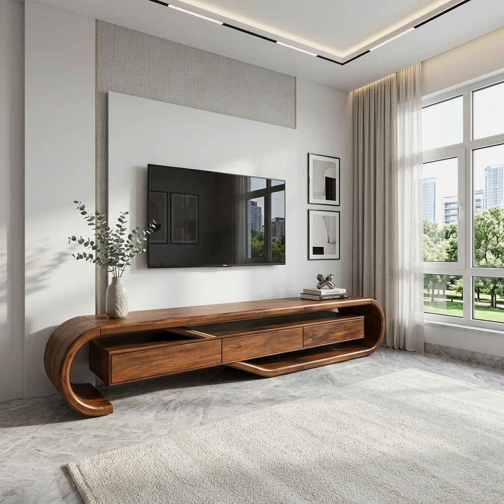 Contemporary Sculptural TV Stand For Living Room