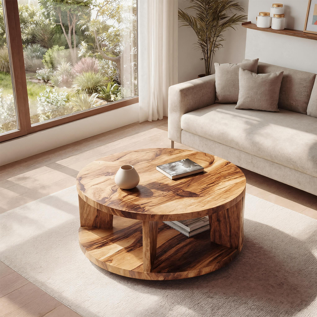 Farmhouse Wooden Live Edge Coffee Table For Living Room Entryway Design