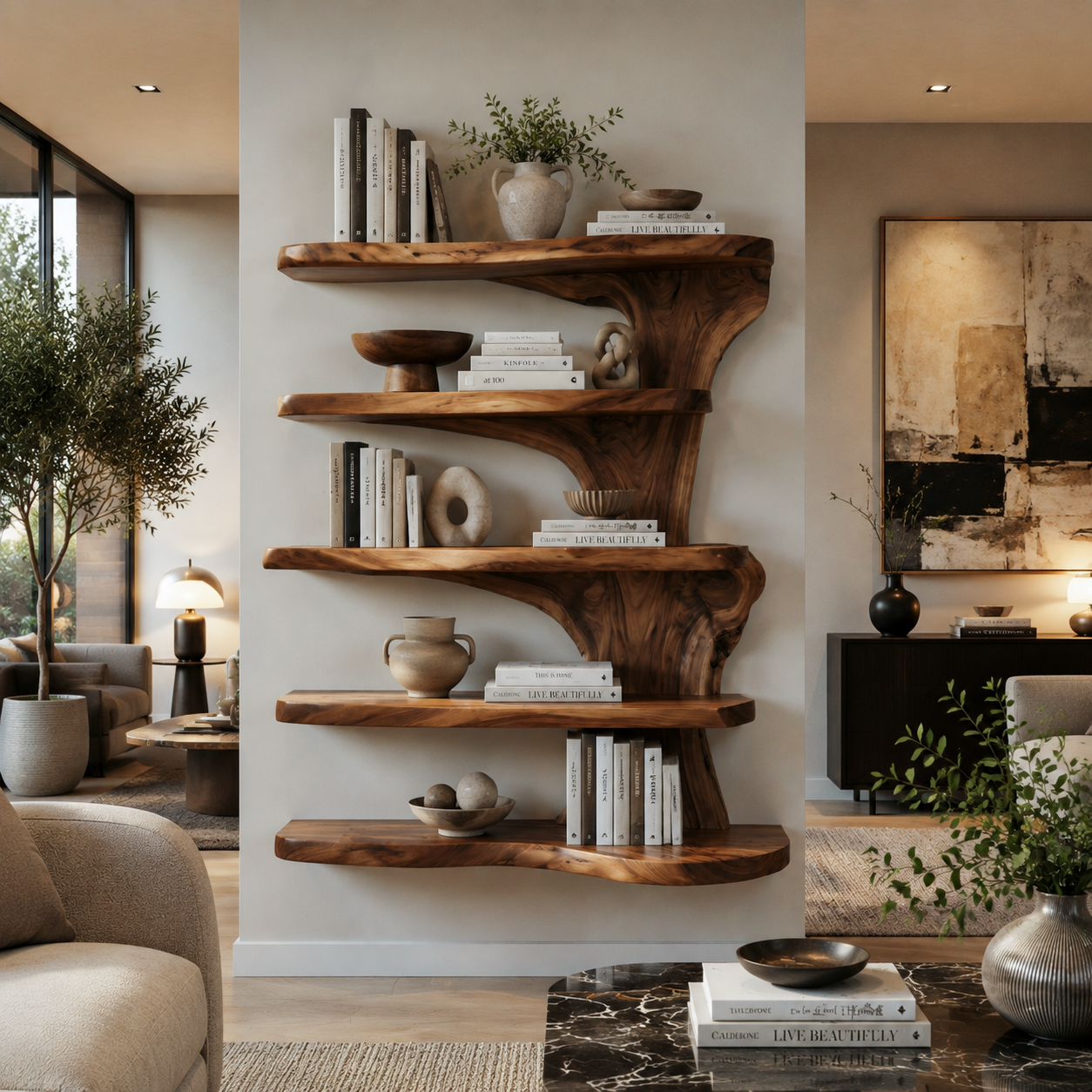 Rustic Live Edge Floating Shelf For Kitchen