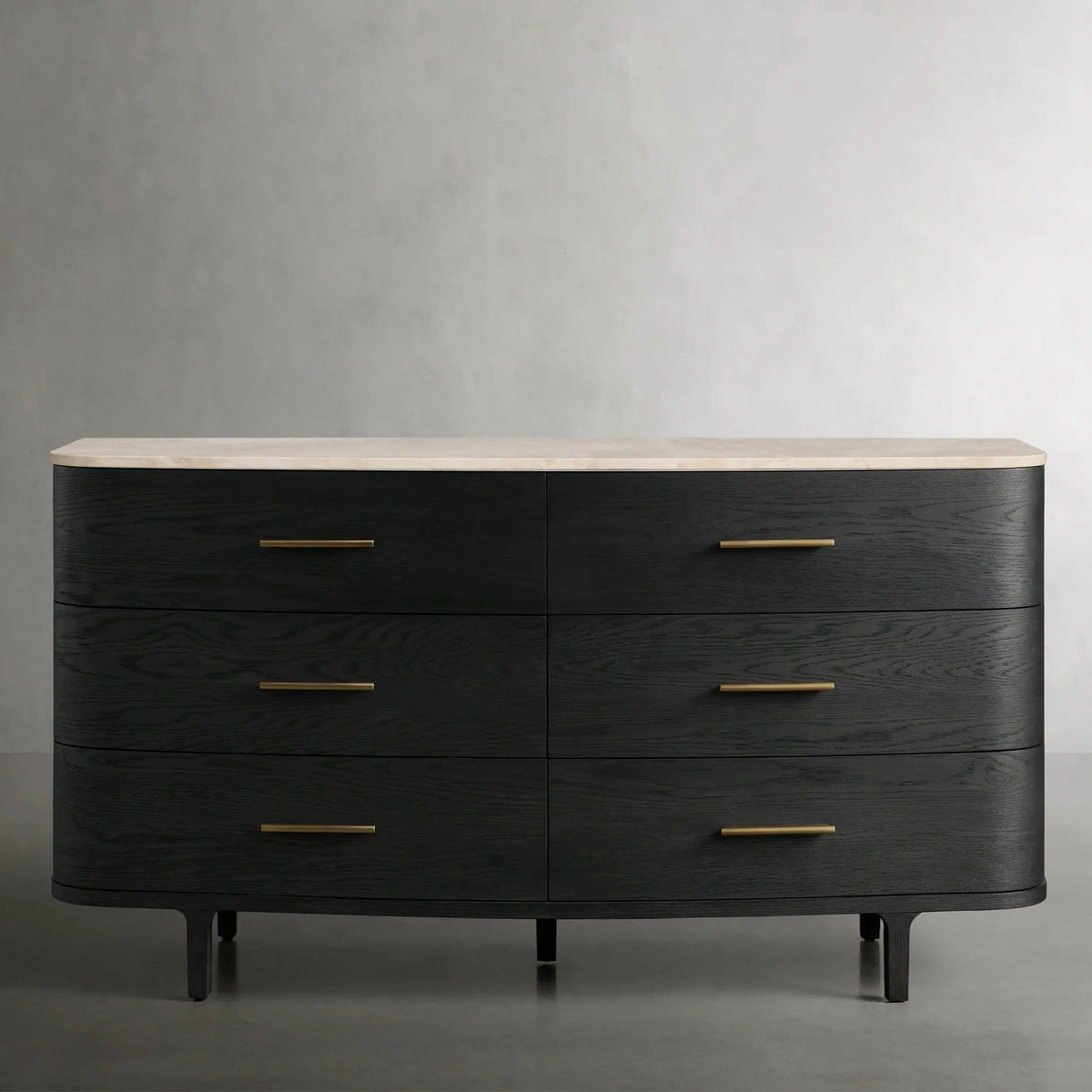 Danny Wood Six-Drawer Dresser with Marble Top Chest Of 6 Drawers Storage Cabinet
