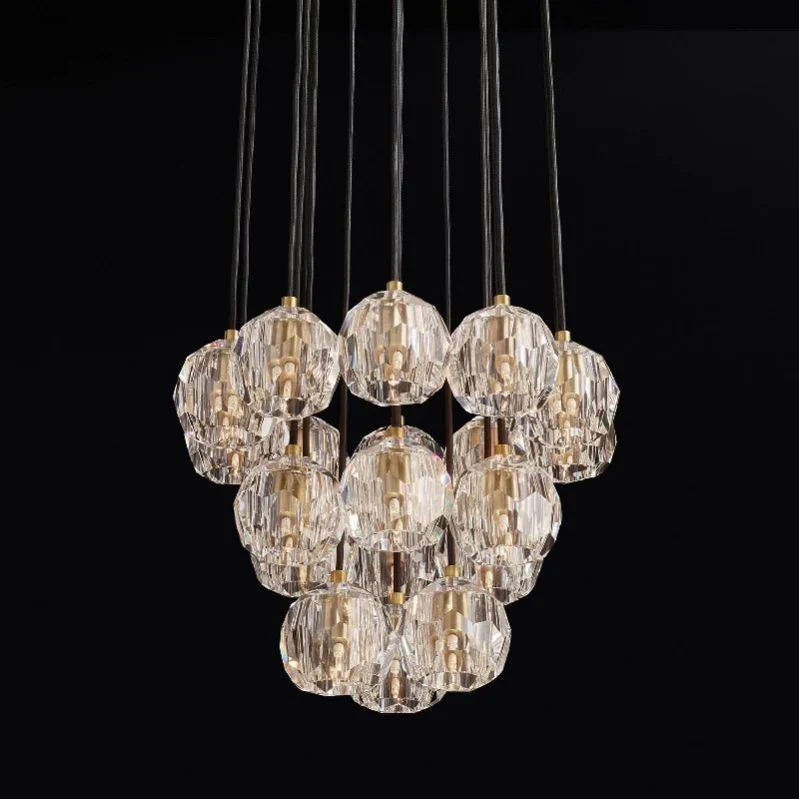 Boule De Radiant Crystal Cluster Chandelier 19"