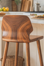 Contemporary Curved Bar Stools With Smooth Backrest For Dining