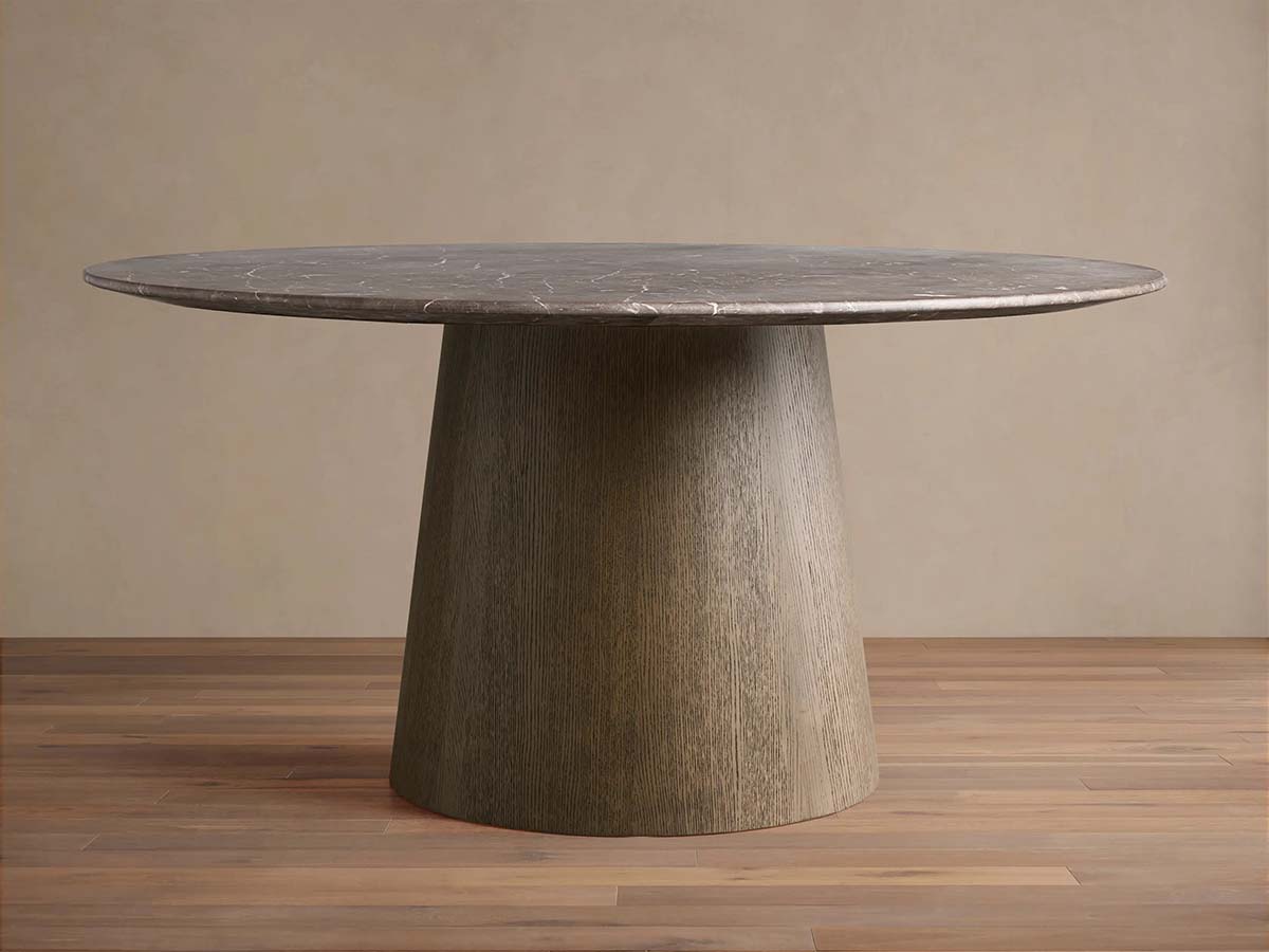 Saint Germain Round Marble Top Dining Table With Wood Toulouse Base
