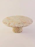 Breccia Aurora Marble Round Coffee Table with Petal Edge Pedestal Base | Luxury Natural Stone Furniture