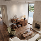 Organic Sideboard With Shelves And Cabinet For Living Room