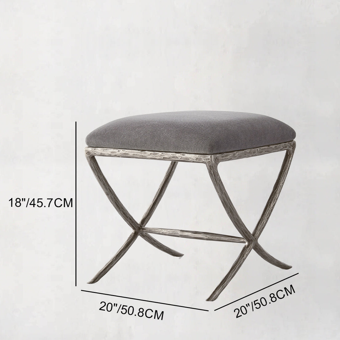 Hand-Forged Metal X-base Stool