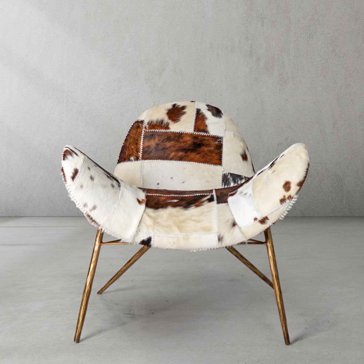 Hand-Forged Metal Milk Coffee Fur Lounge Chair