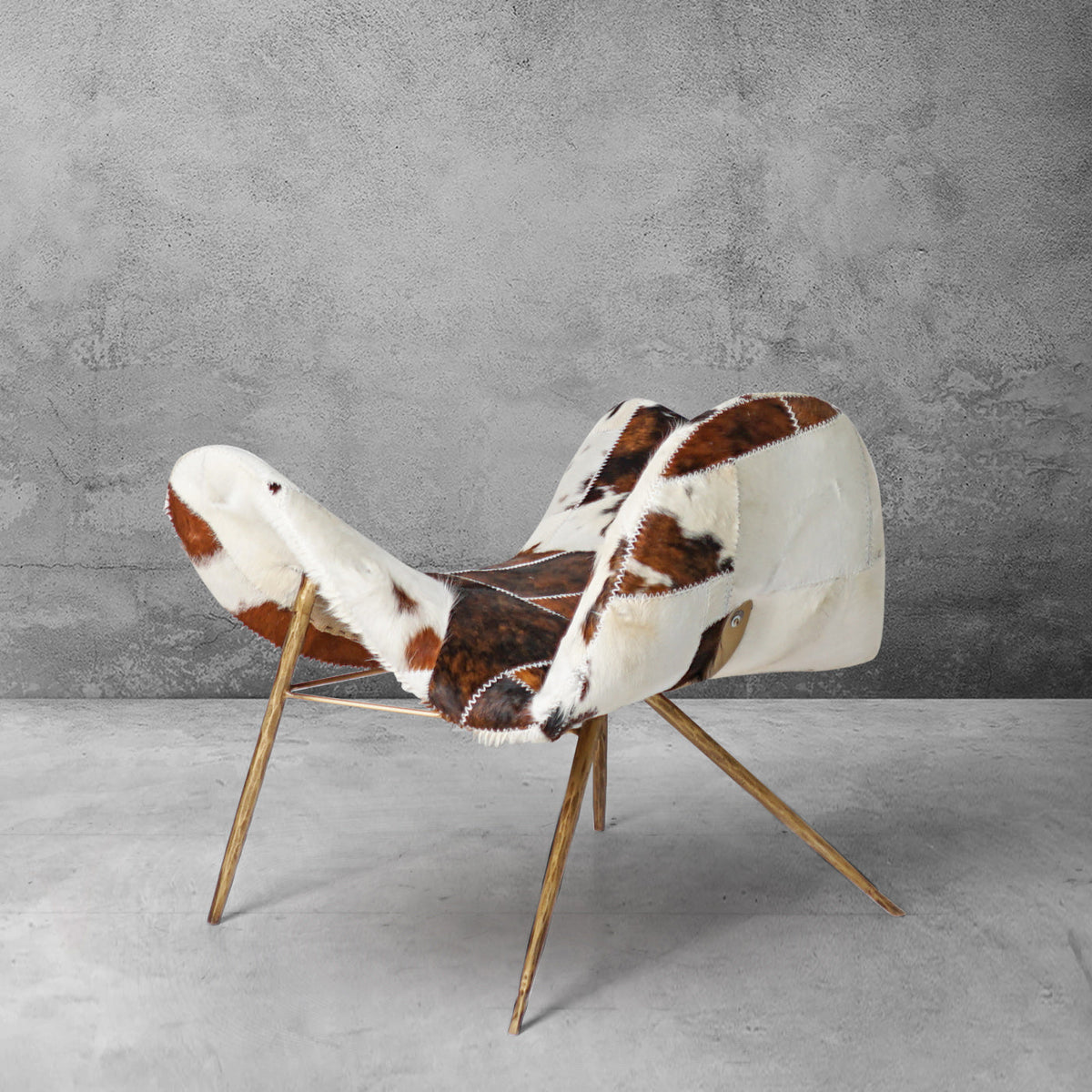 Hand-Forged Metal Milk Coffee Fur Lounge Chair