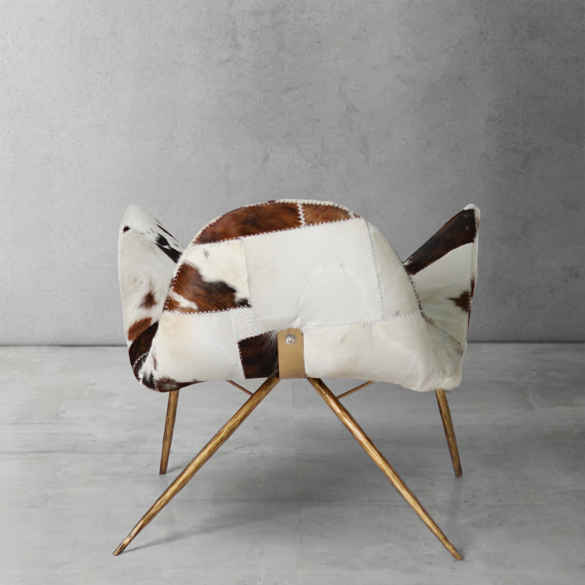 Hand-Forged Metal Milk Coffee Fur Lounge Chair