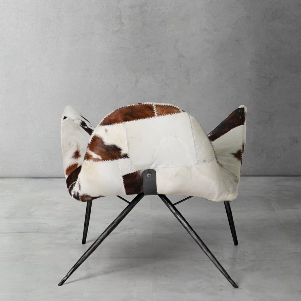Hand-Forged Metal Milk Coffee Fur Lounge Chair