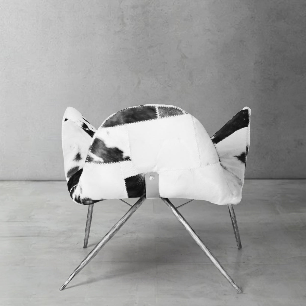 Hand-Forged Metal Milk Coffee Fur Lounge Chair