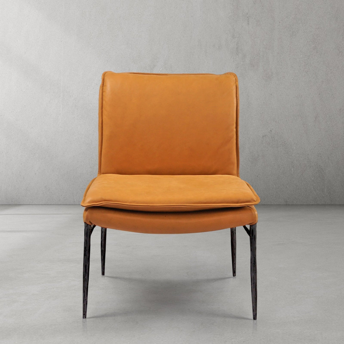 Hand-Forged Metal Vintage Leather Dining Chair