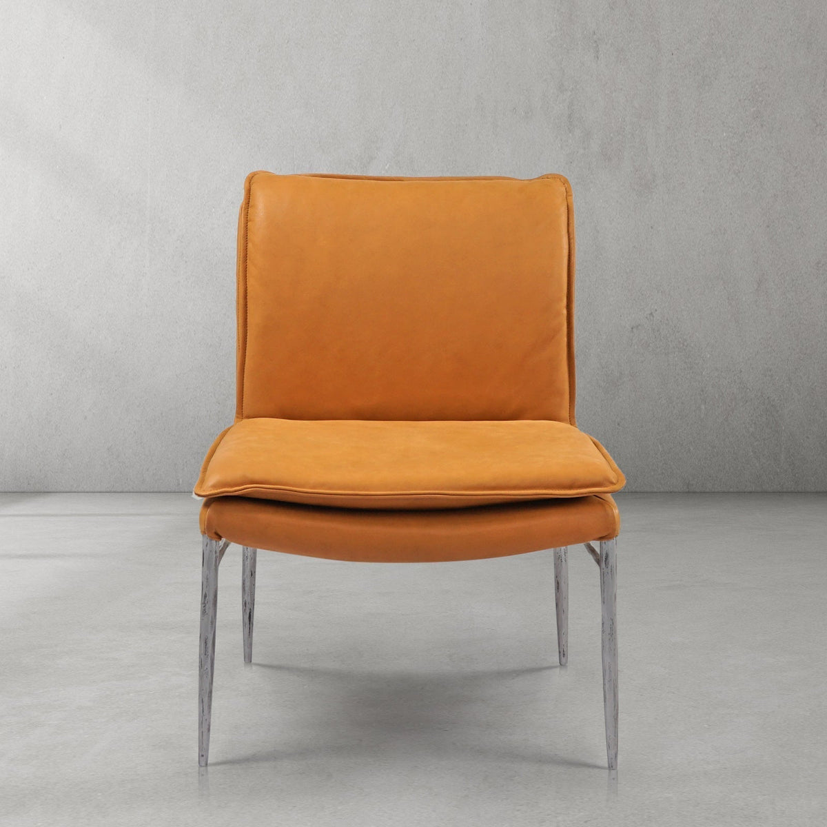 Hand-Forged Metal Vintage Leather Dining Chair