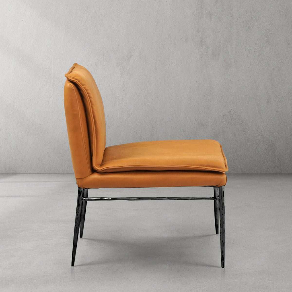 Hand-Forged Metal Vintage Leather Dining Chair