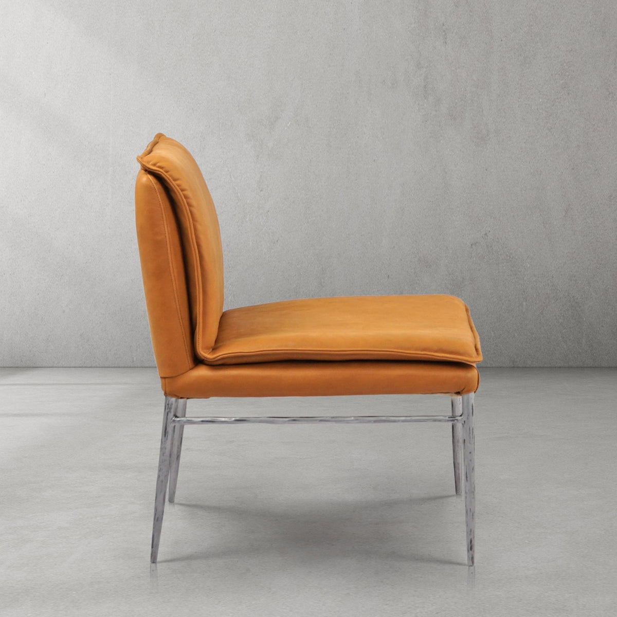 Hand-Forged Metal Vintage Leather Dining Chair