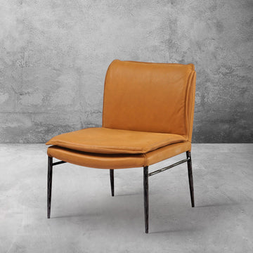 Hand-Forged Metal Vintage Leather Dining Chair