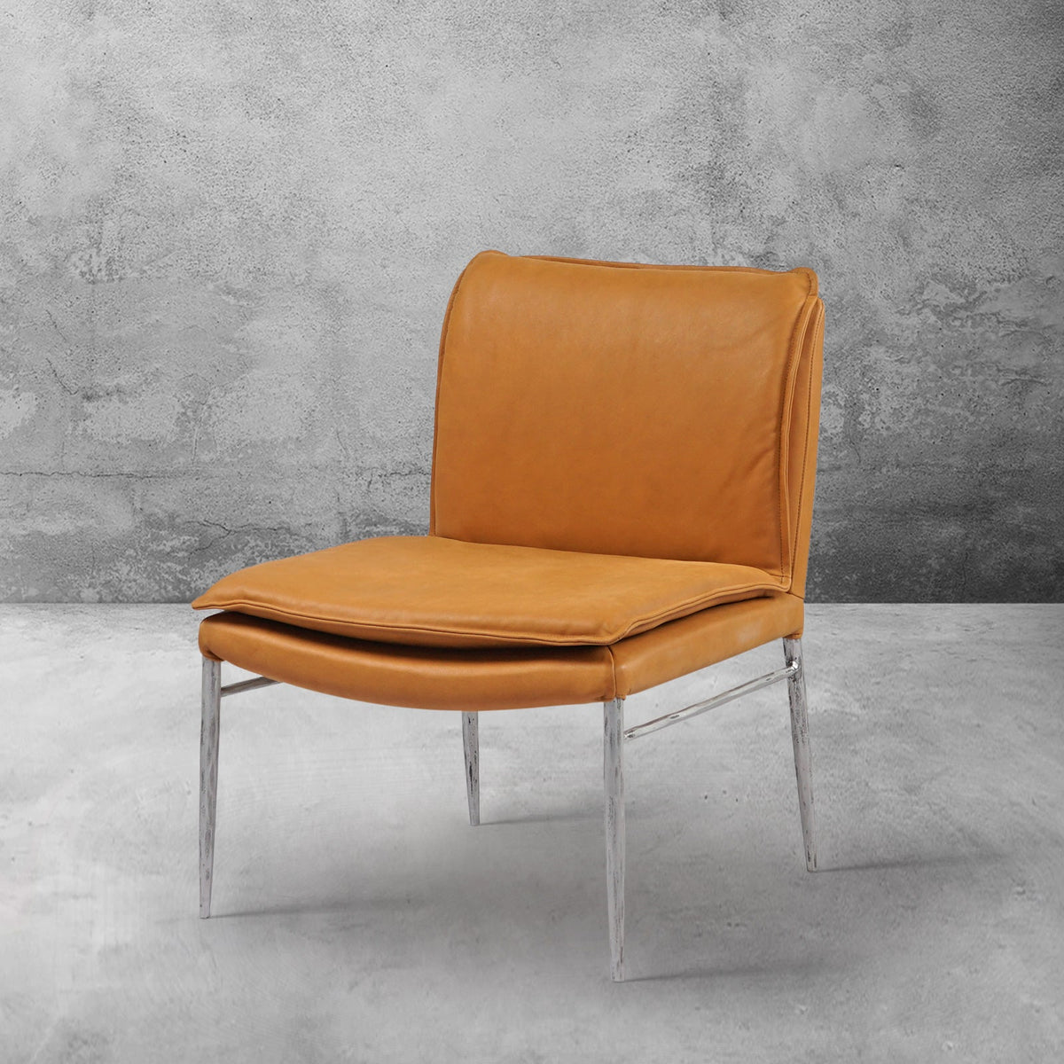 Hand-Forged Metal Vintage Leather Dining Chair
