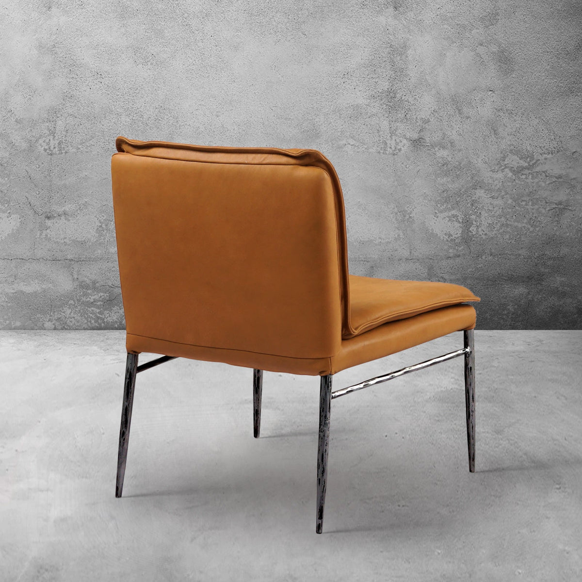 Hand-Forged Metal Vintage Leather Dining Chair