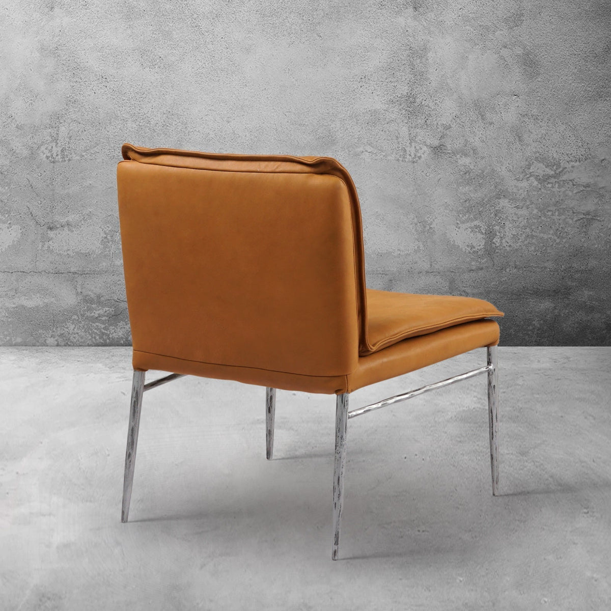 Hand-Forged Metal Vintage Leather Dining Chair