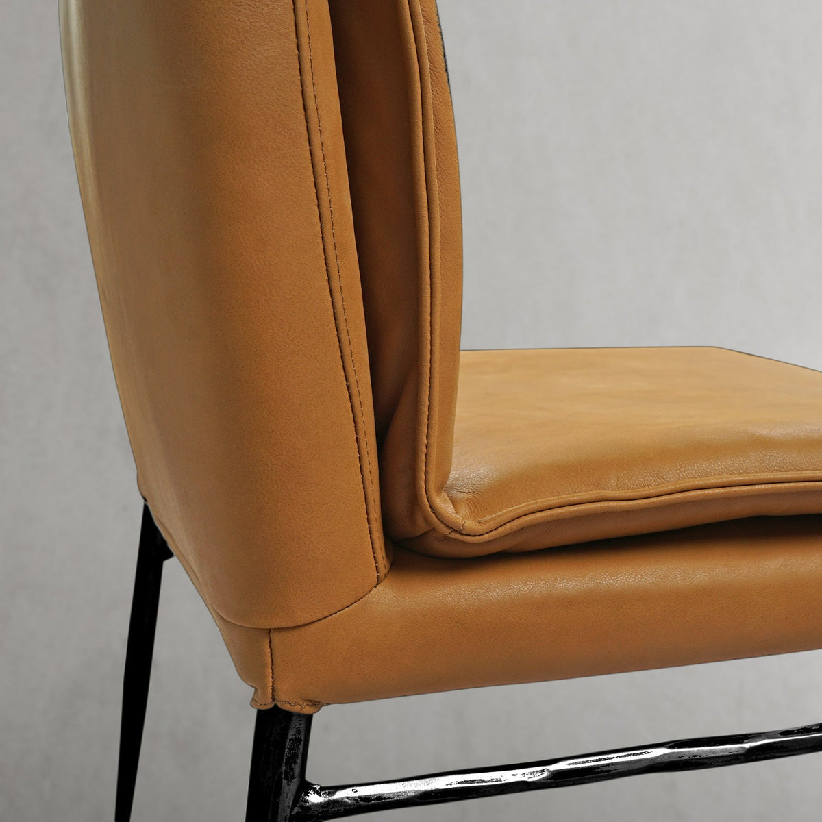 Hand-Forged Metal Vintage Leather Dining Chair
