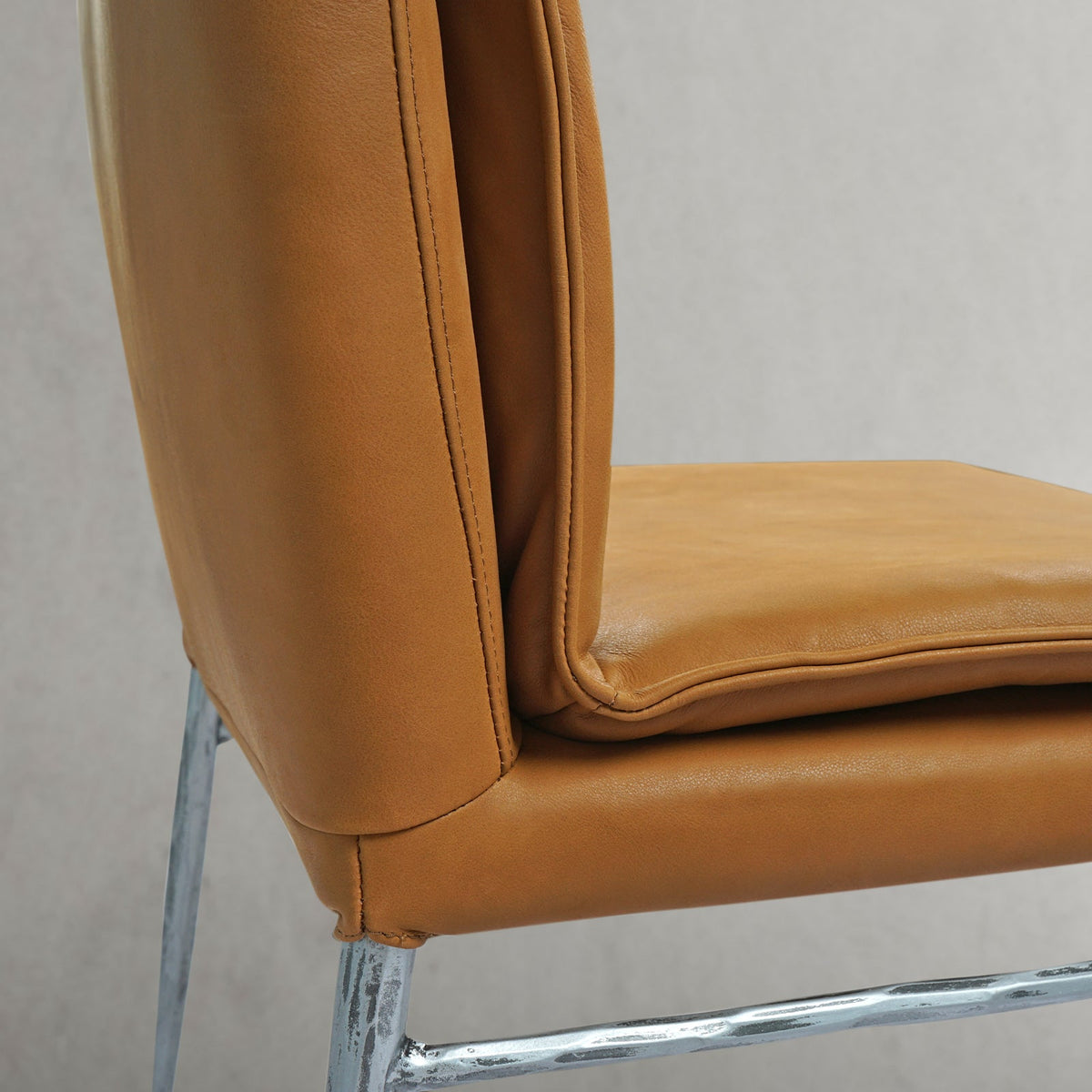 Hand-Forged Metal Vintage Leather Dining Chair