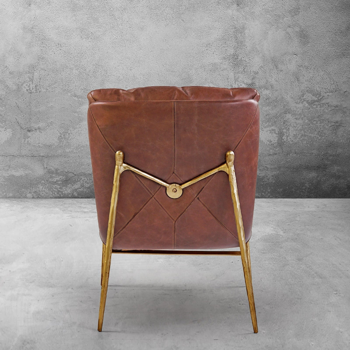 Hand-Forged Metal Vintage Leather Armrest Lounge Chair