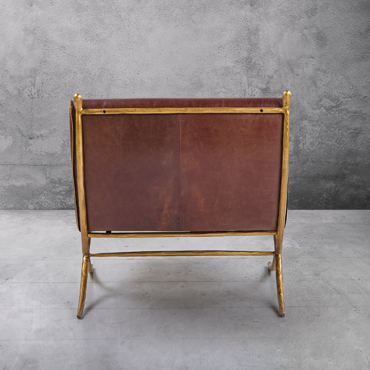 Hand-Forged Metal Vintage Leather Lounge Chair