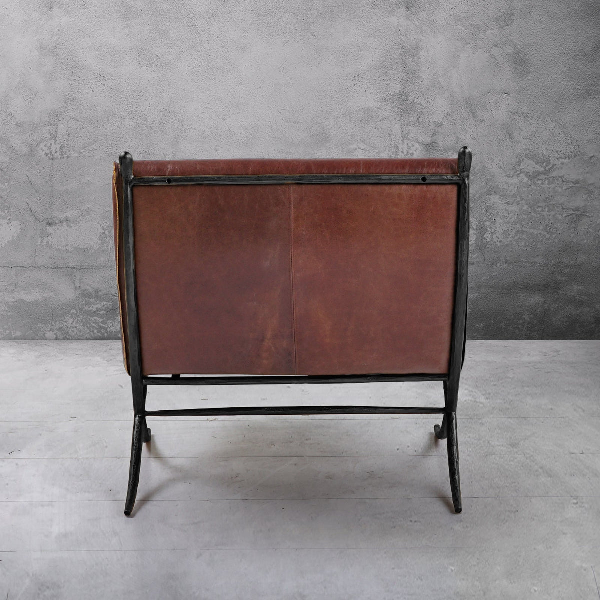 Hand-Forged Metal Vintage Leather Lounge Chair