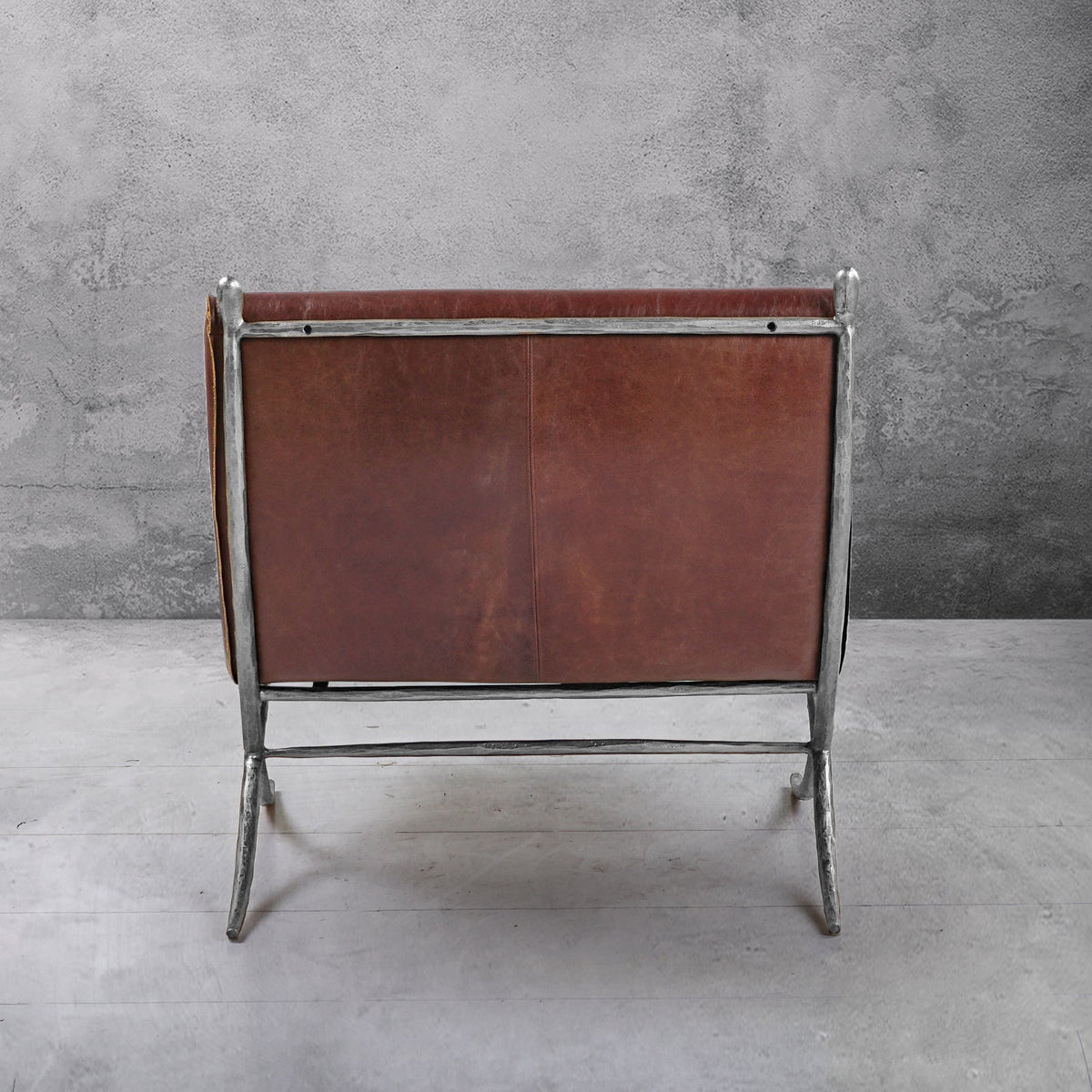 Hand-Forged Metal Vintage Leather Lounge Chair