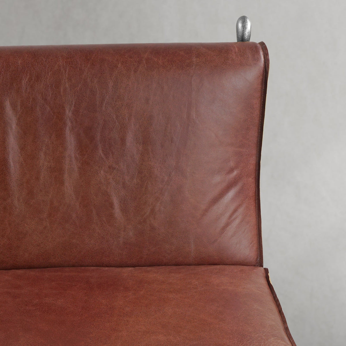 Hand-Forged Metal Vintage Leather Lounge Chair