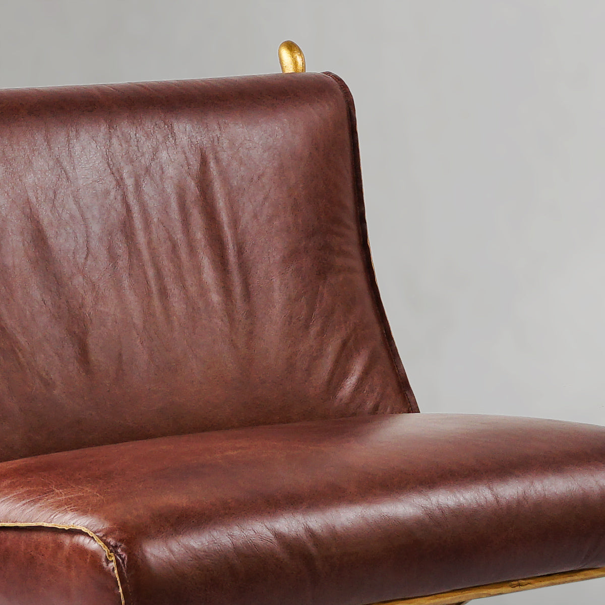 Hand-Forged Metal Vintage Leather Lounge Chair