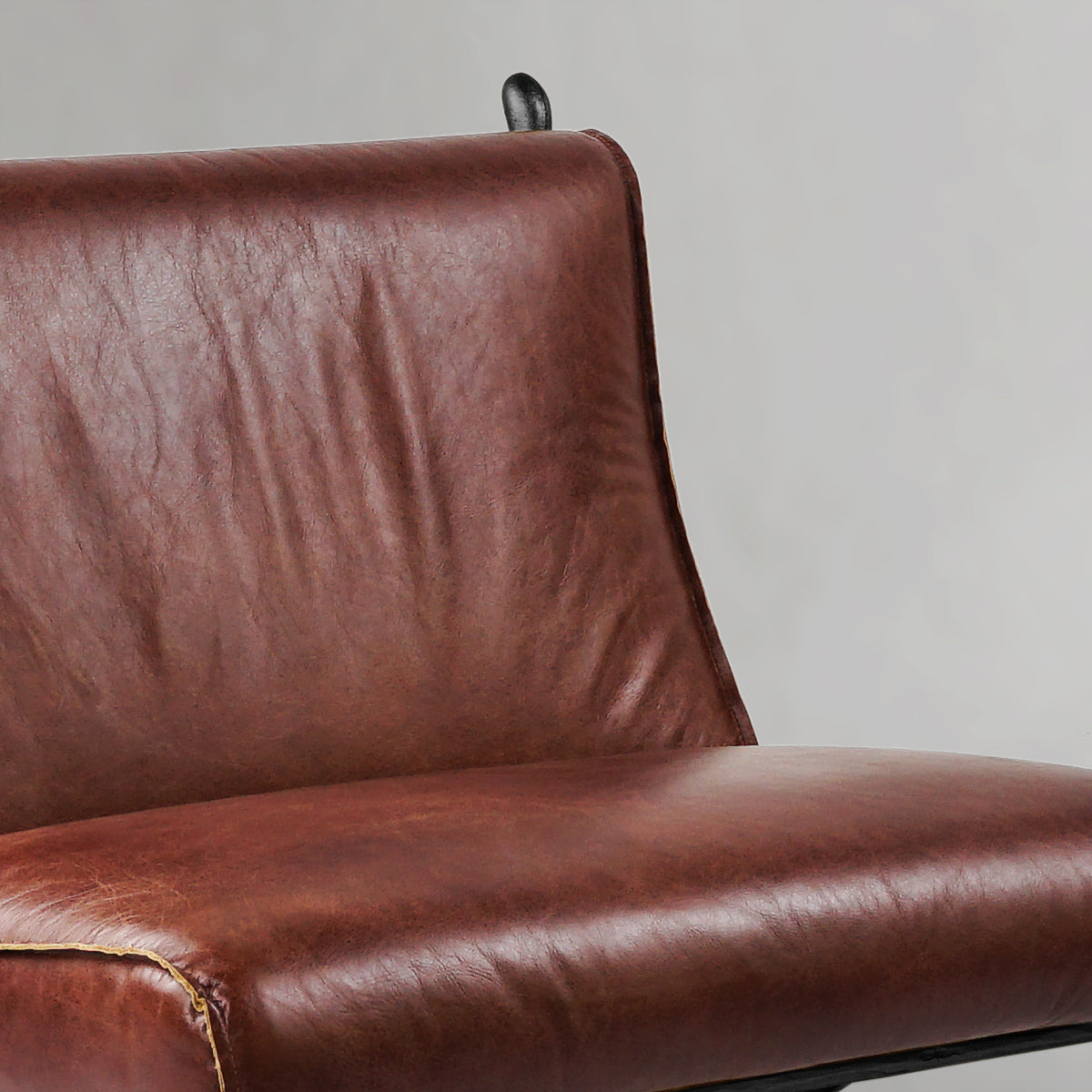 Hand-Forged Metal Vintage Leather Lounge Chair
