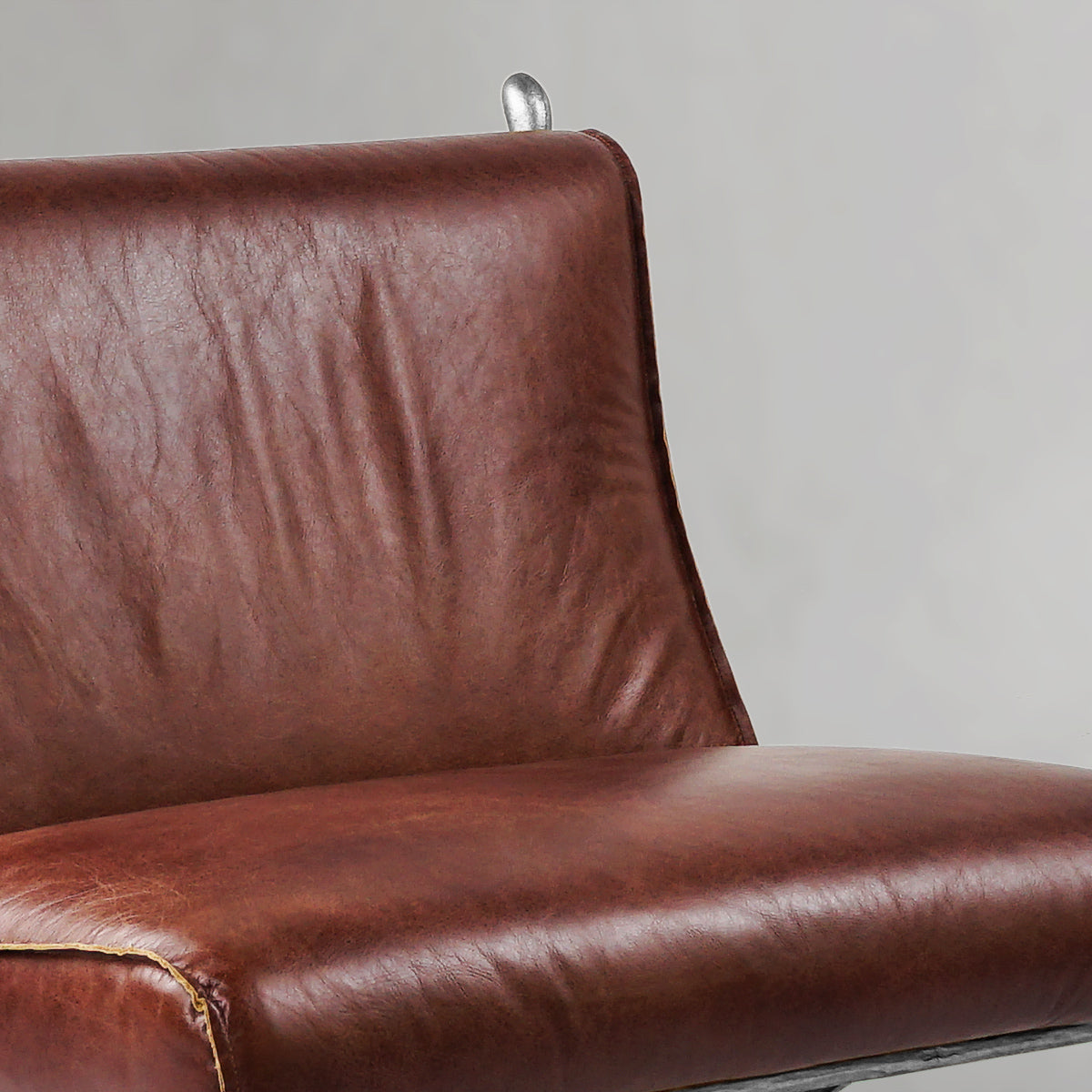 Hand-Forged Metal Vintage Leather Lounge Chair