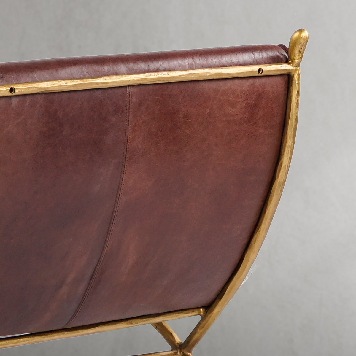Hand-Forged Metal Vintage Leather Lounge Chair