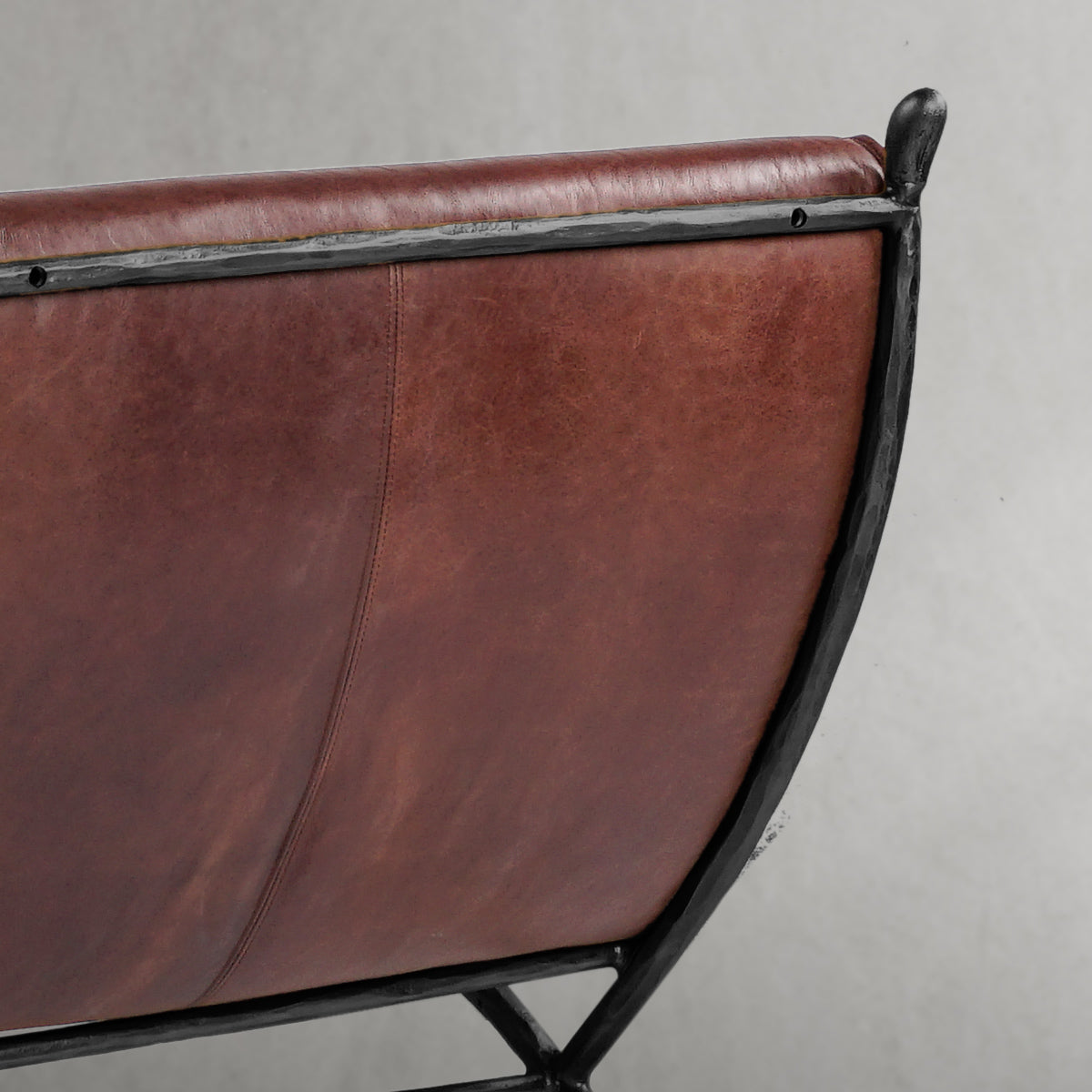 Hand-Forged Metal Vintage Leather Lounge Chair