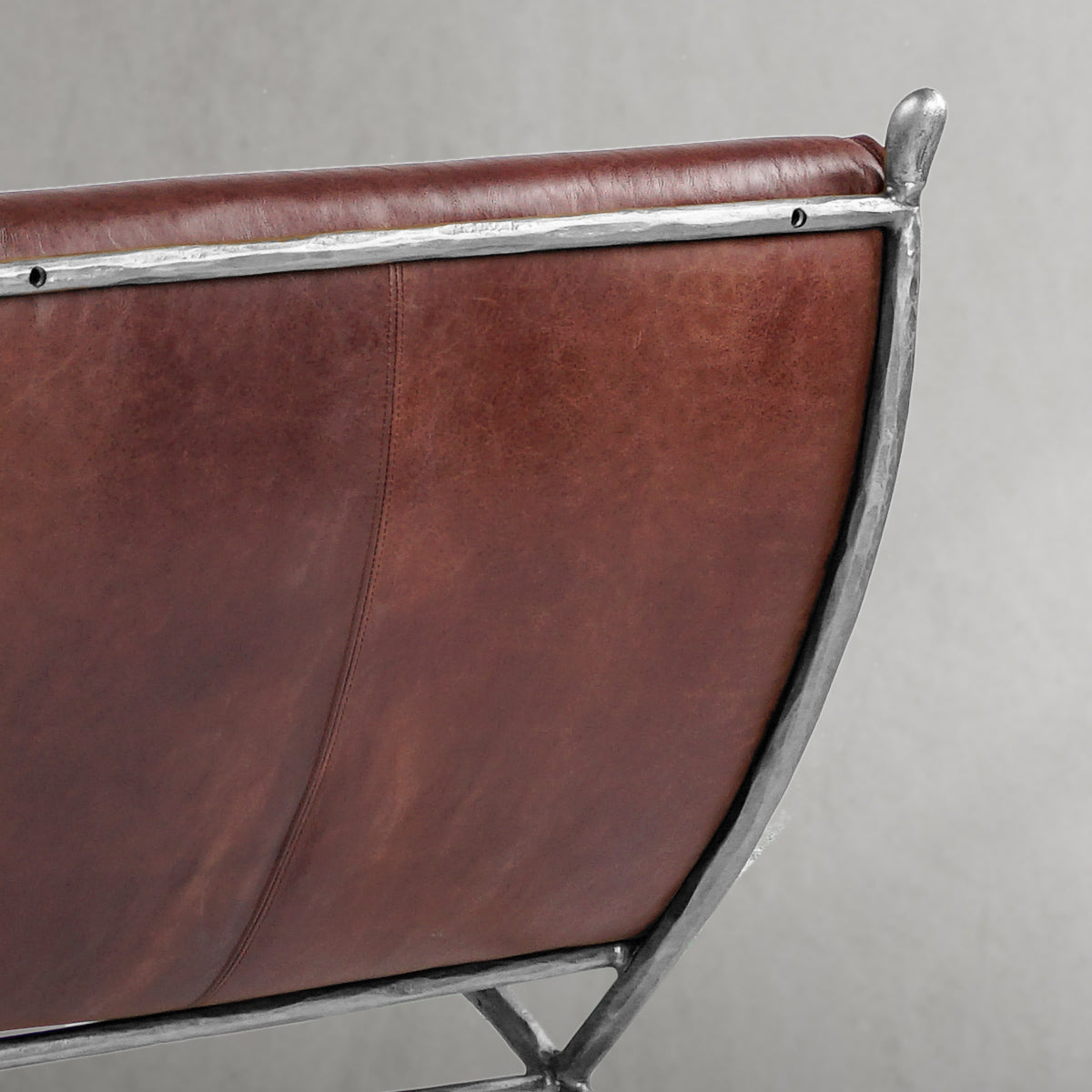 Hand-Forged Metal Vintage Leather Lounge Chair