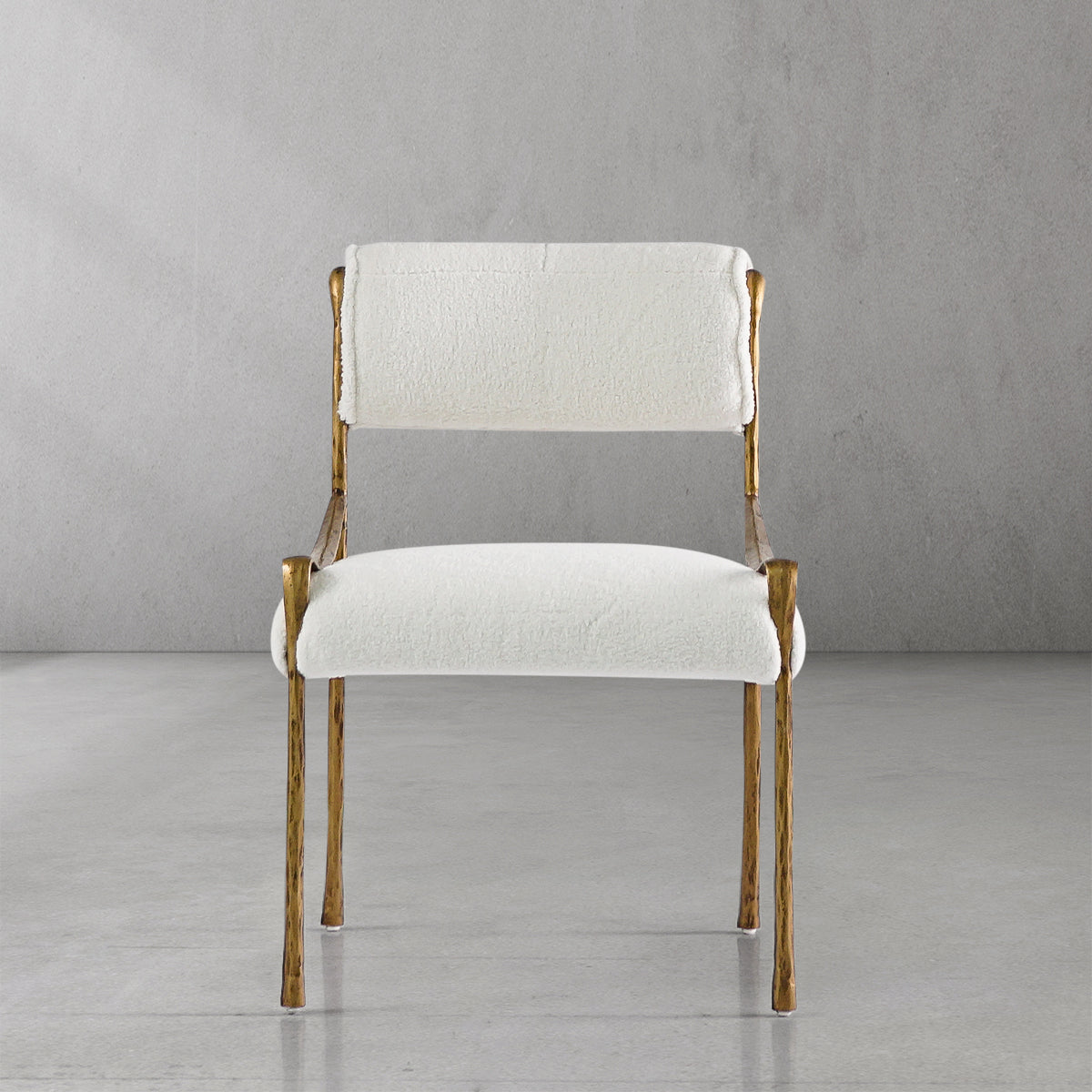 Hand-Forged Metal Retro Copper Iron Frame Armless Dining Chair