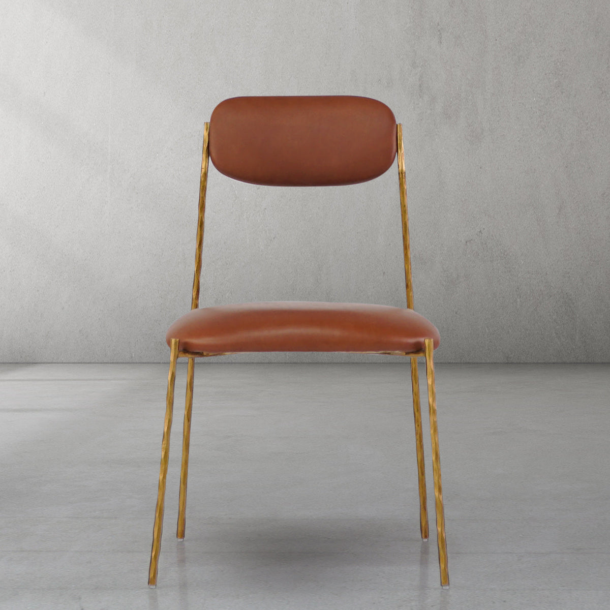 Hand-Forged Metal Genuine Leather Dining Chair