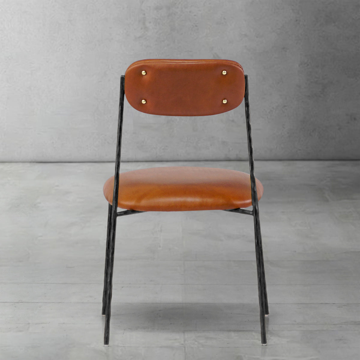 Hand-Forged Metal Genuine Leather Dining Chair
