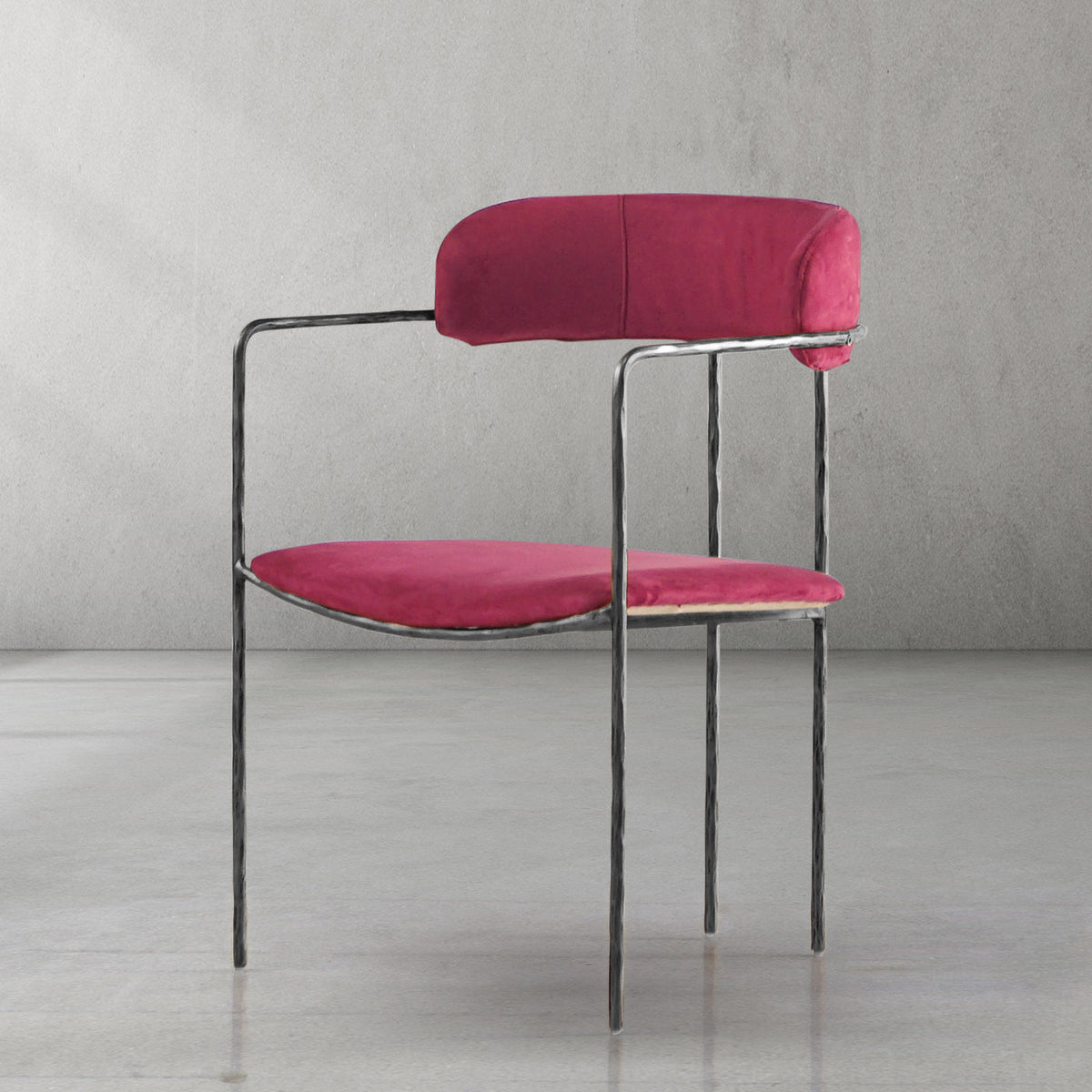 Hand-Forged Metal Vintage Armrest Bar Chair