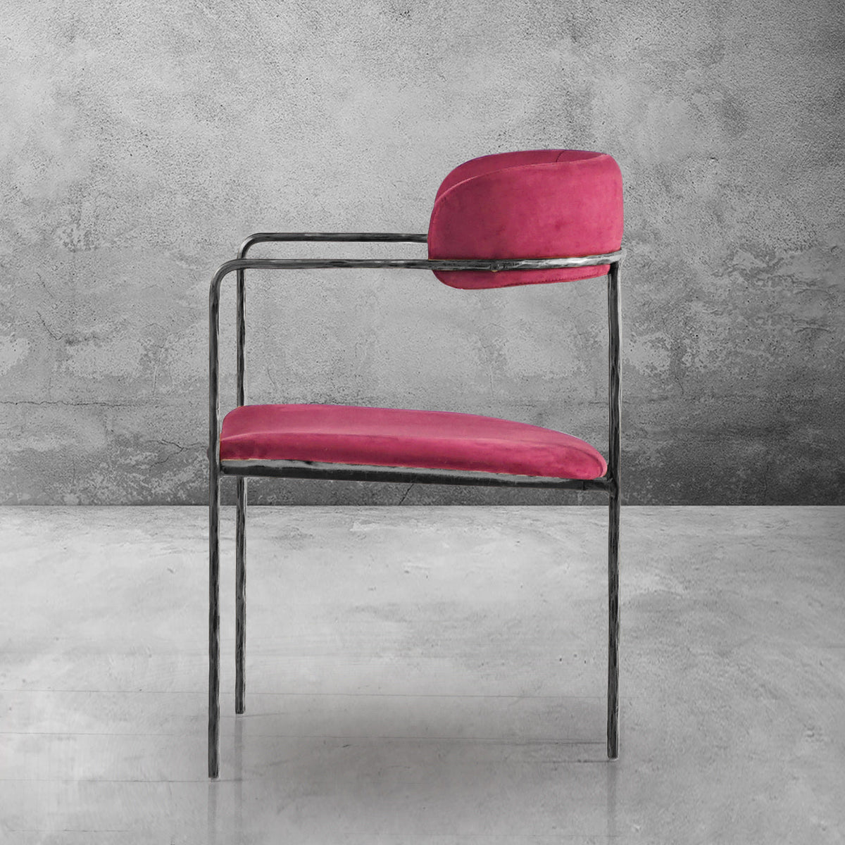 Hand-Forged Metal Vintage Armrest Bar Chair