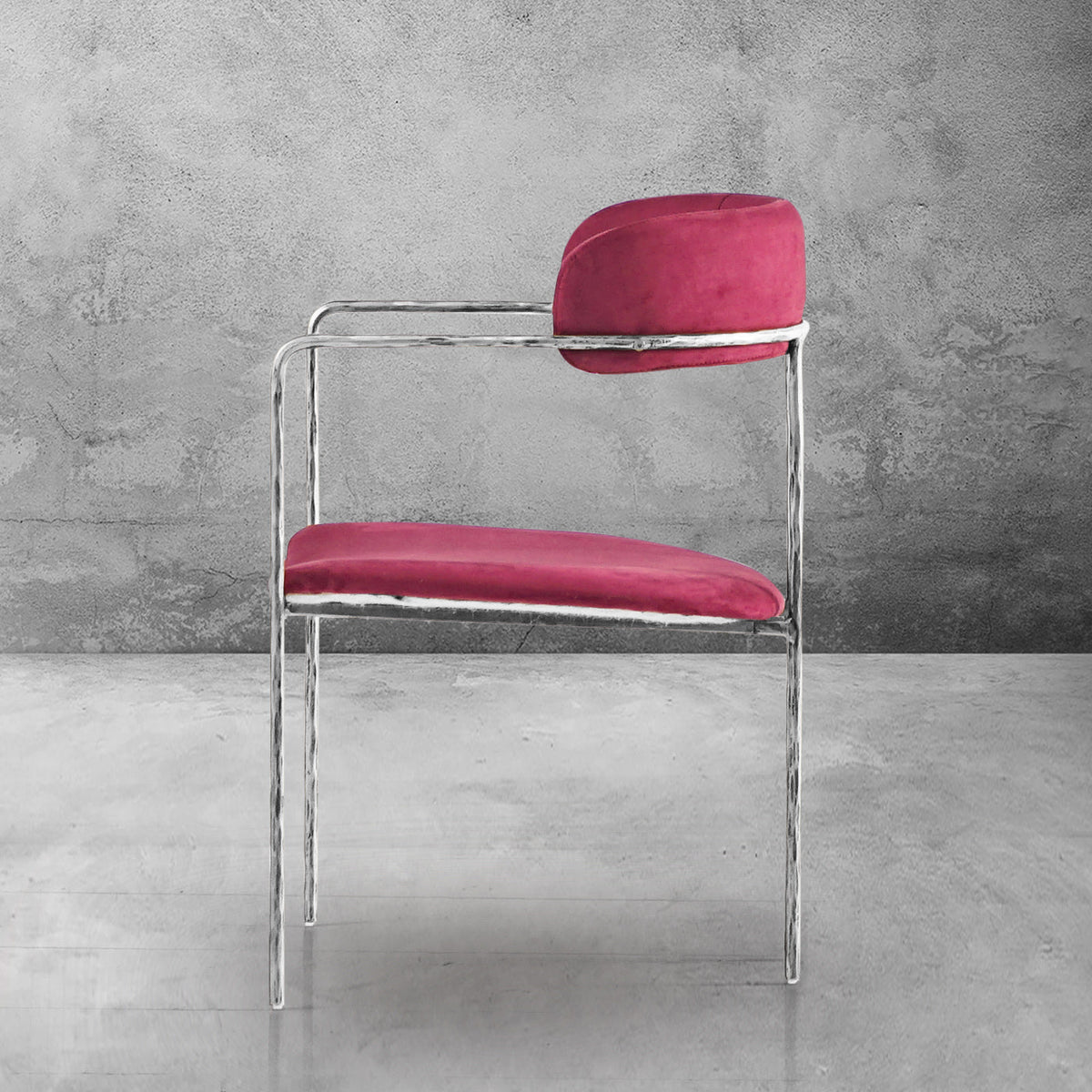Hand-Forged Metal Vintage Armrest Dining Chair