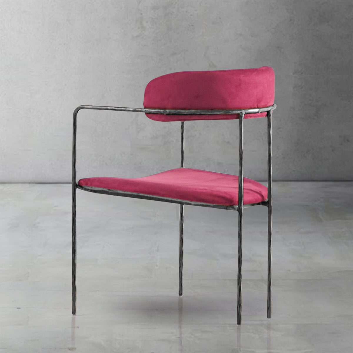 Hand-Forged Metal Vintage Armrest Dining Chair