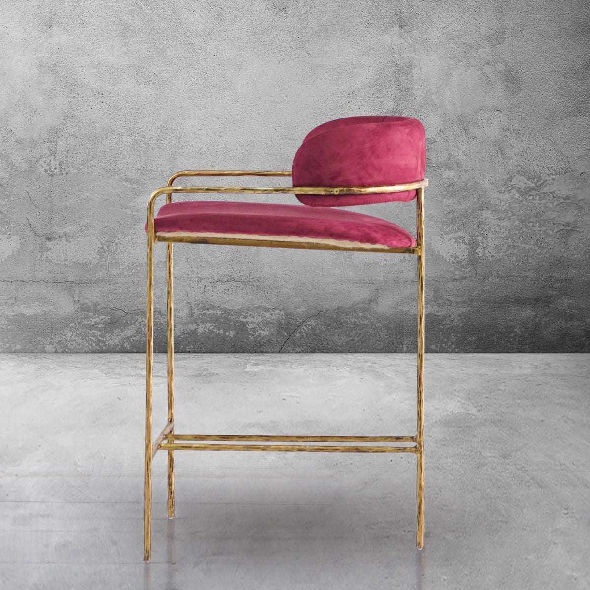Hand-Forged Metal Vintage Armrest Bar Chair