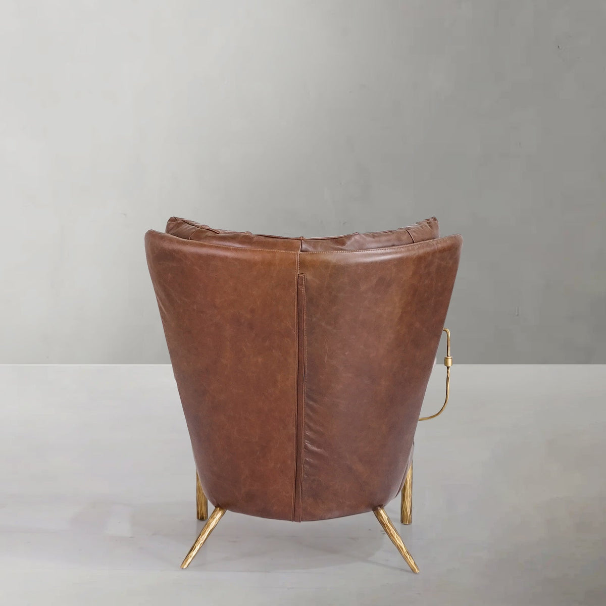 Hand-Forged Metal Vintage Leather Armchair Cigar Chair